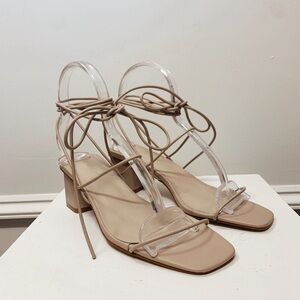 Tie Ankle Strap Block Heel
